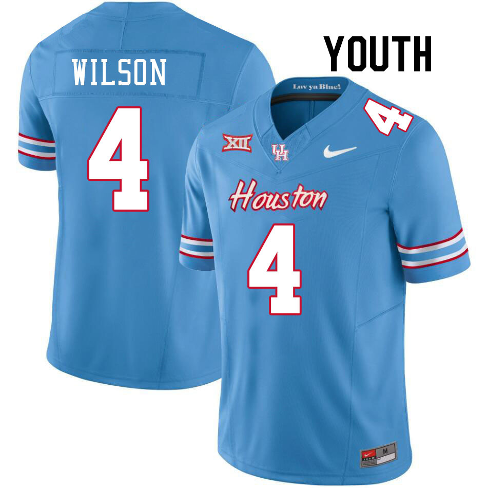 Youth #4 Jonah Wilson Houston Cougars College Football Jerseys Stitched-Oilers